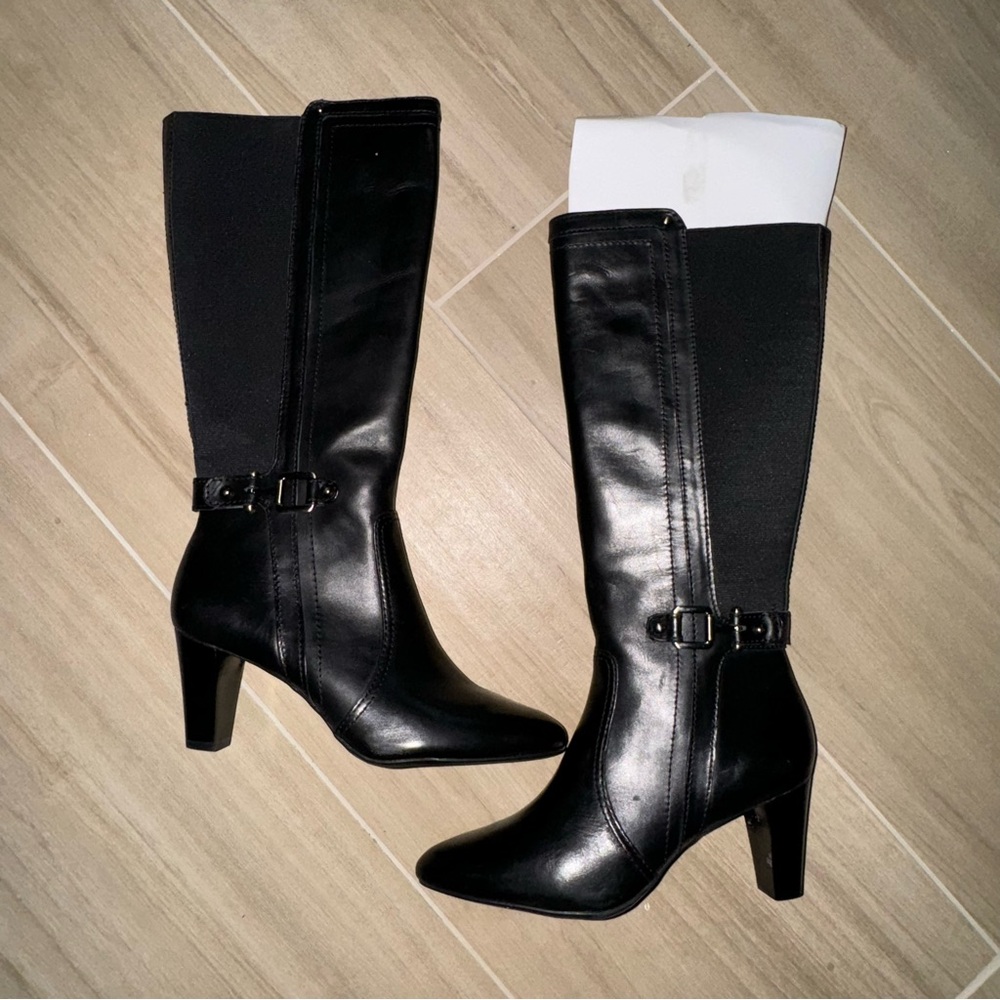 Anne Klein Black Leather Boots 9M